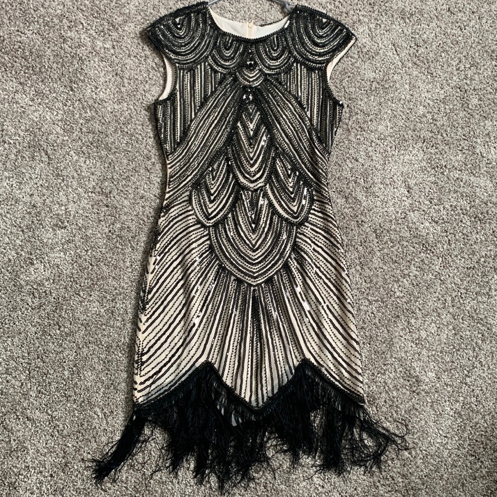 1920s Flapper Beaded Fringe Dress